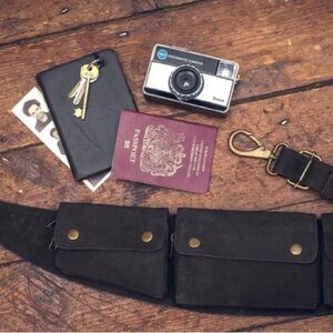 Stylish Black Leather Belt Bag